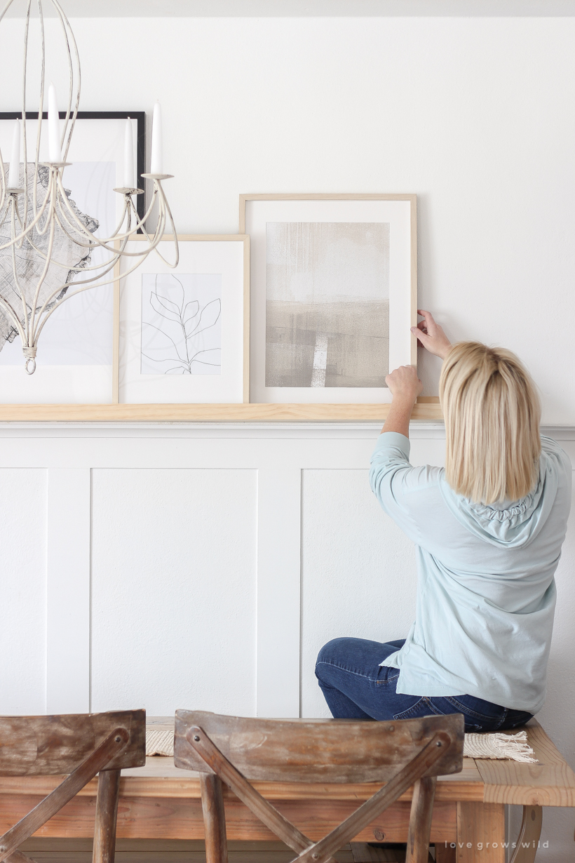 Home and lifestyle blogger Liz Fourez shares an easy way to display your favorite artwork or photos with this DIY Art Shelf