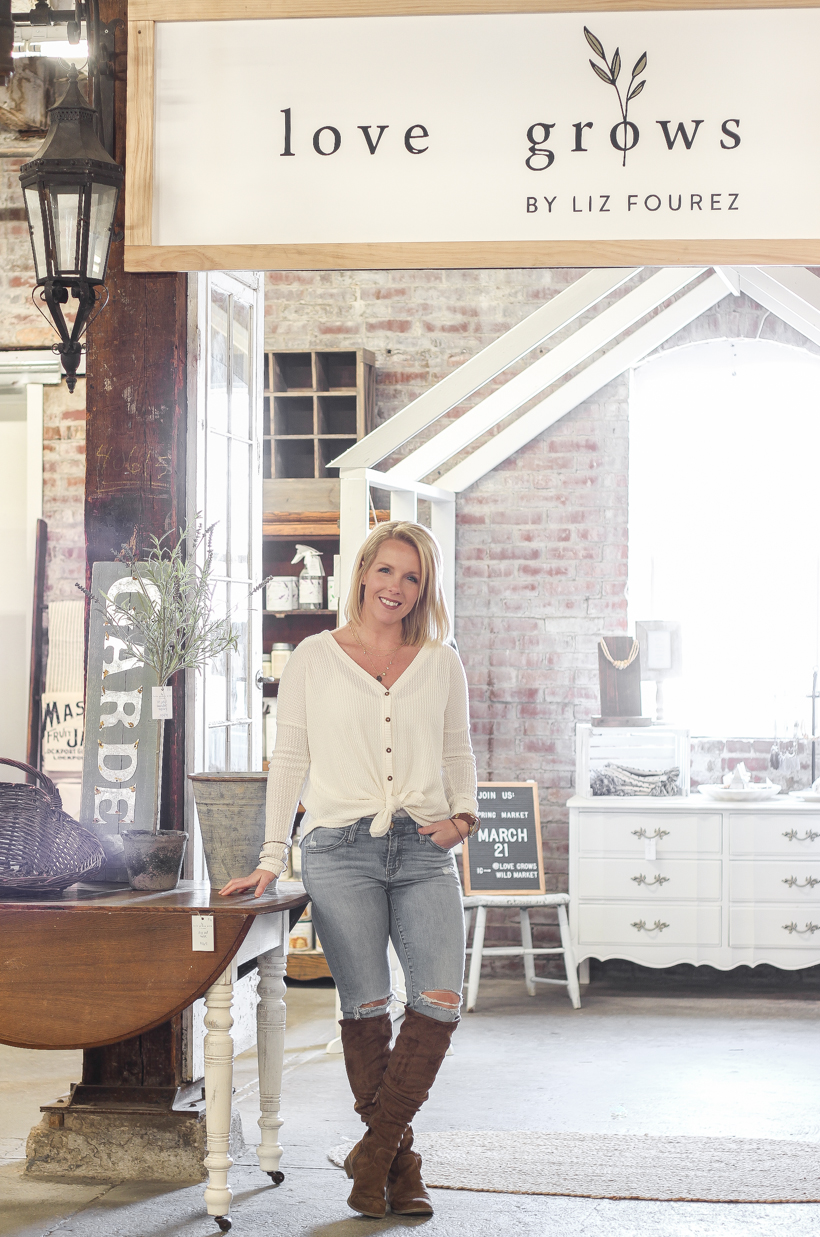 Home and lifestyle blogger Liz Fourez takes you on a tour of her retail shop in Indiana with her favorite home decor pieces and the unique displays she built to create a destination to shop in.