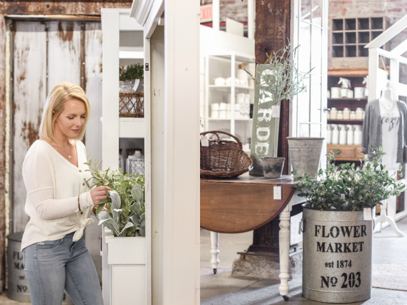 Home and lifestyle blogger Liz Fourez takes you on a tour of her retail shop in Indiana with her favorite home decor pieces and the unique displays she built to create a destination to shop in.