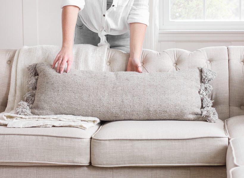 Home and lifestyle blogger Liz Fourez shares over 60 options for stylish lumbar pillows, one of her favorite decorating essentials. Come shop her picks and find out how she uses them!