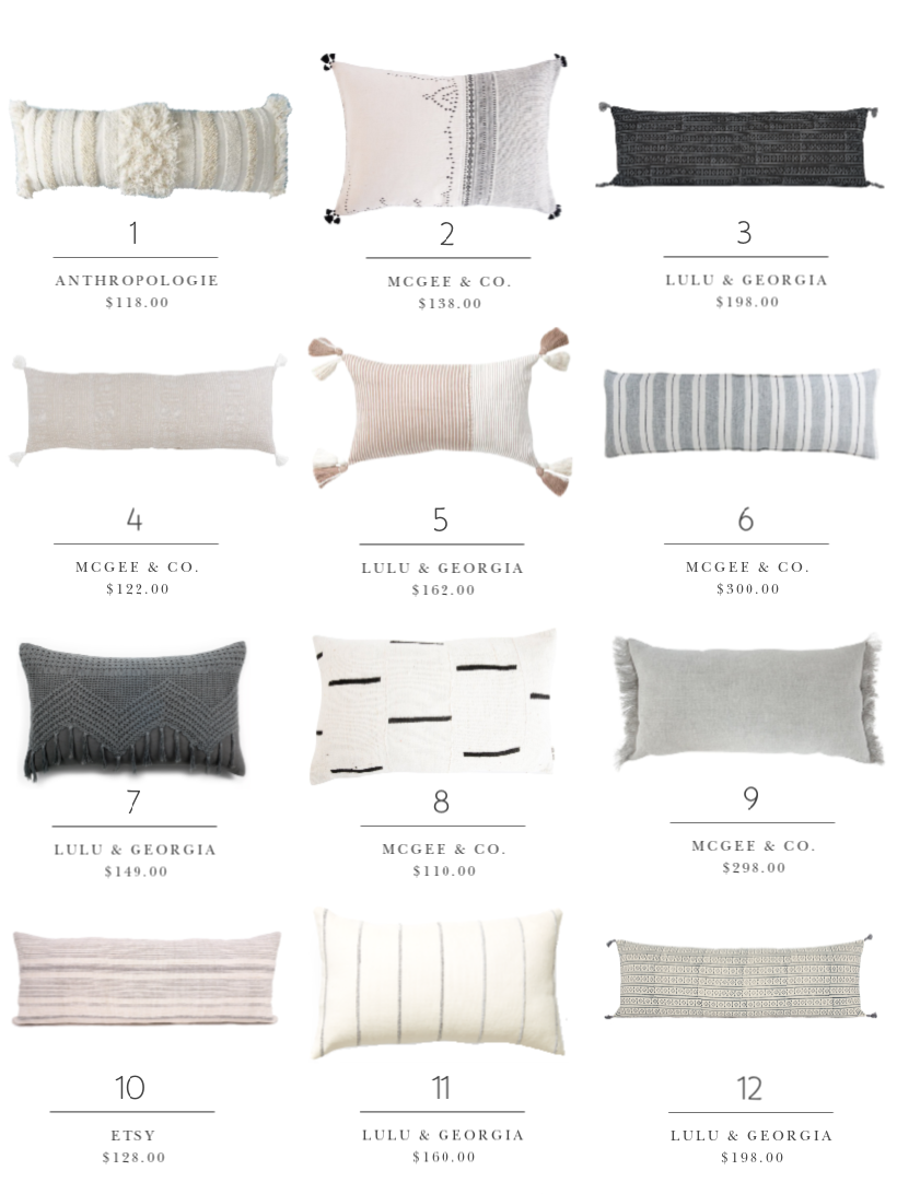 Home and lifestyle blogger Liz Fourez shares over 60 options for stylish lumbar pillows, one of her favorite decorating essentials. Come shop her picks and find out how she uses them!