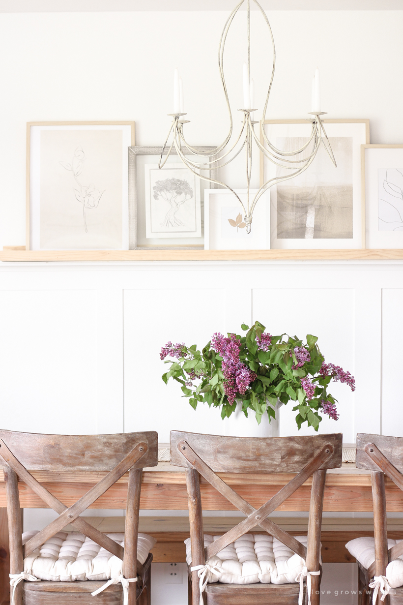 Home and lifestyle blogger Liz Fourez shares simple spring decorating inspiration with fresh lilacs picked from her yard