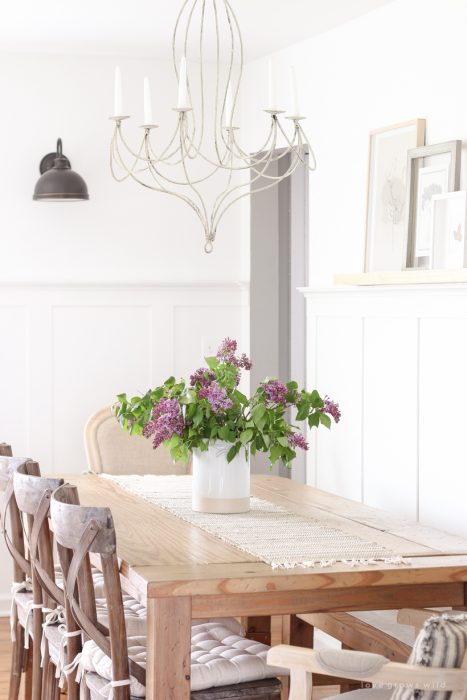 Home and lifestyle blogger Liz Fourez shares simple spring decorating inspiration with fresh lilacs picked from her yard