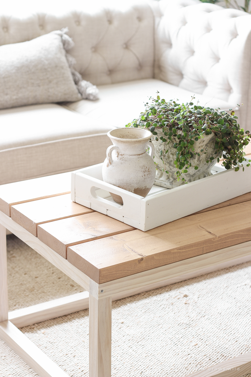Home and lifestyle blogger Liz Fourez shares the new coffee table she built for her living room with a full tutorial and step-by-step photos. Read this blog post for more details!