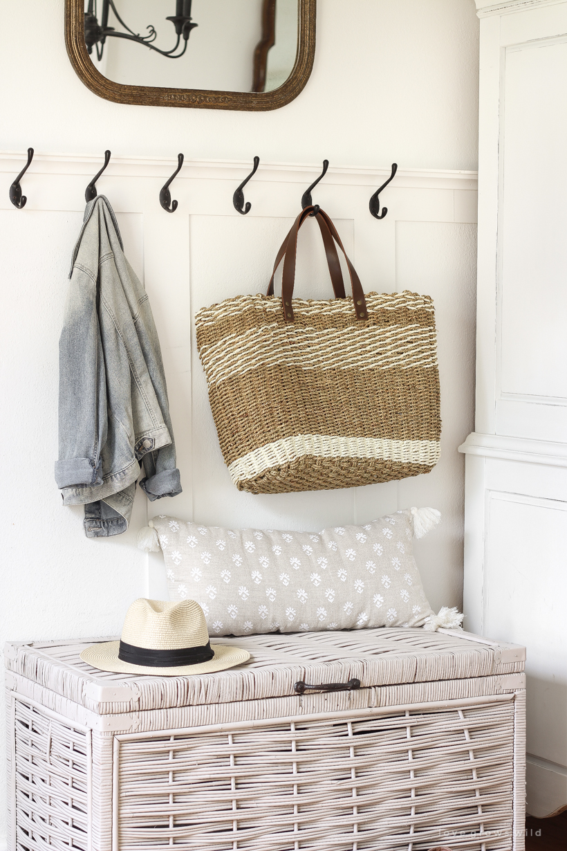 Wicker trunk in an entryway