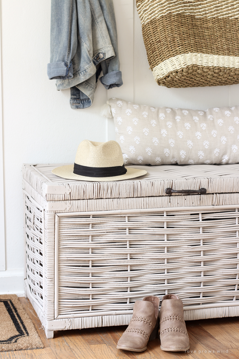 Wicker trunk in an entryway