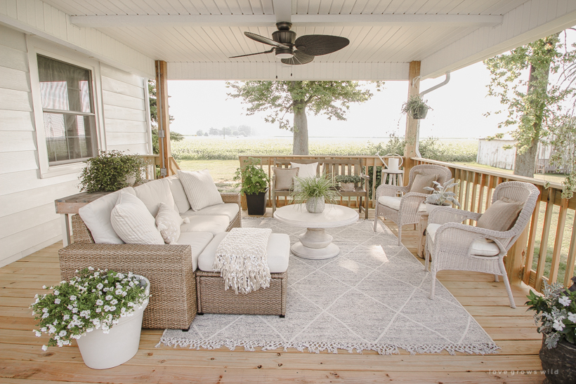Interior blogger Liz Fourez adds a beautiful large deck and gazebo to her home that is just as cozy and stylish as the inside of her gorgeous farmhouse. Come take a peek of this stunning new outdoor space. 