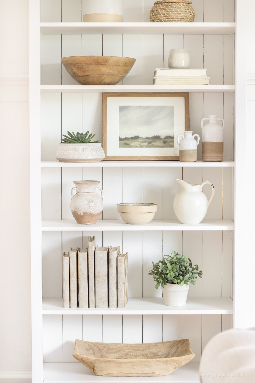 Shelf Styling 101 - Home and lifestyle blogger, Liz Fourez, shares everything you need to know to style shelves anywhere in your home! 