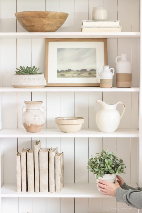 Shelf Styling 101 - Home and lifestyle blogger, Liz Fourez, shares everything you need to know to style shelves anywhere in your home!