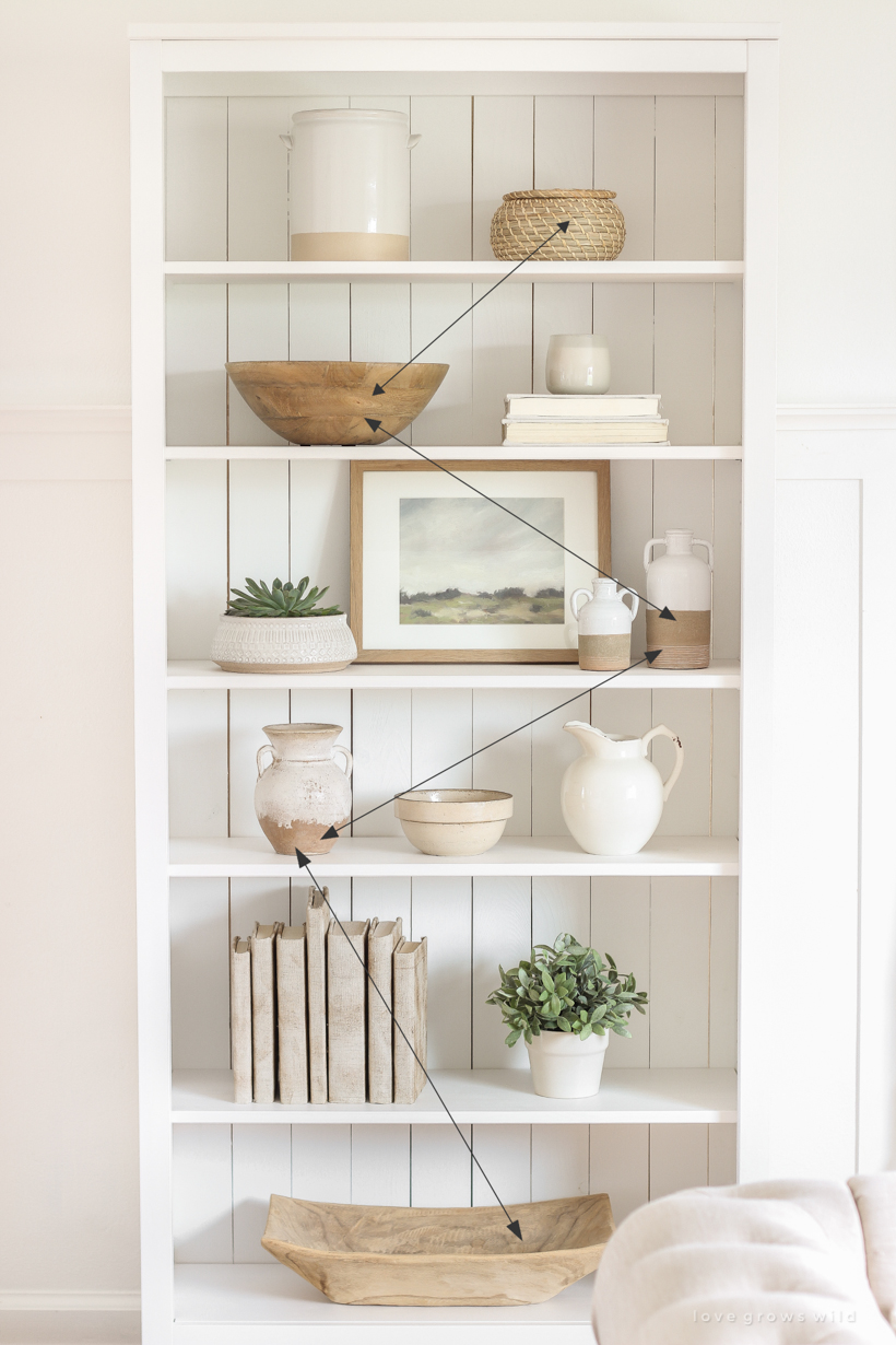 Shelf Styling 101 - Home and lifestyle blogger, Liz Fourez, shares everything you need to know to style shelves anywhere in your home! 