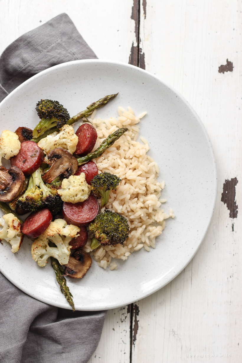 Try this One Pan Roasted Sausage and Vegetables recipe for a quick and easy dinner that is healthy and low carb!