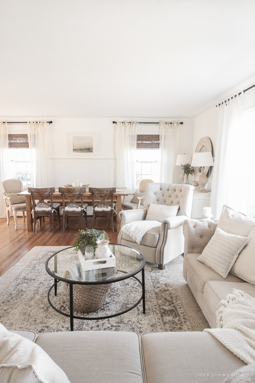 living room with dining