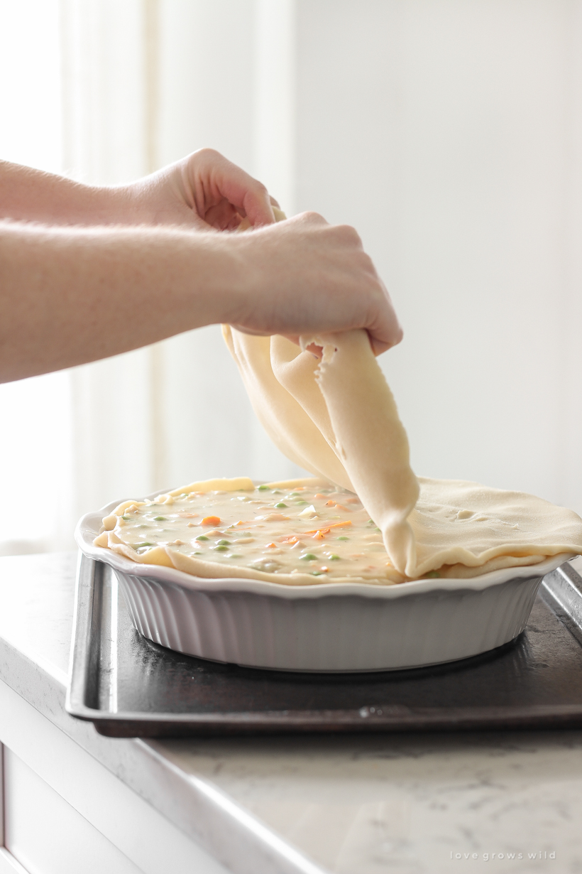 Classic, easy chicken pot pie recipe from home blogger Liz Fourez