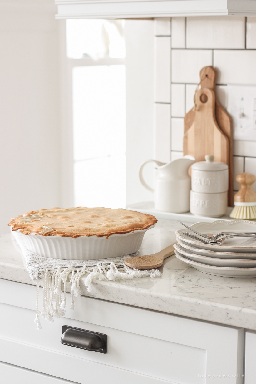 Classic, easy chicken pot pie recipe from home blogger Liz Fourez