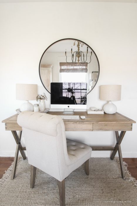 a light, bright + neutral home office