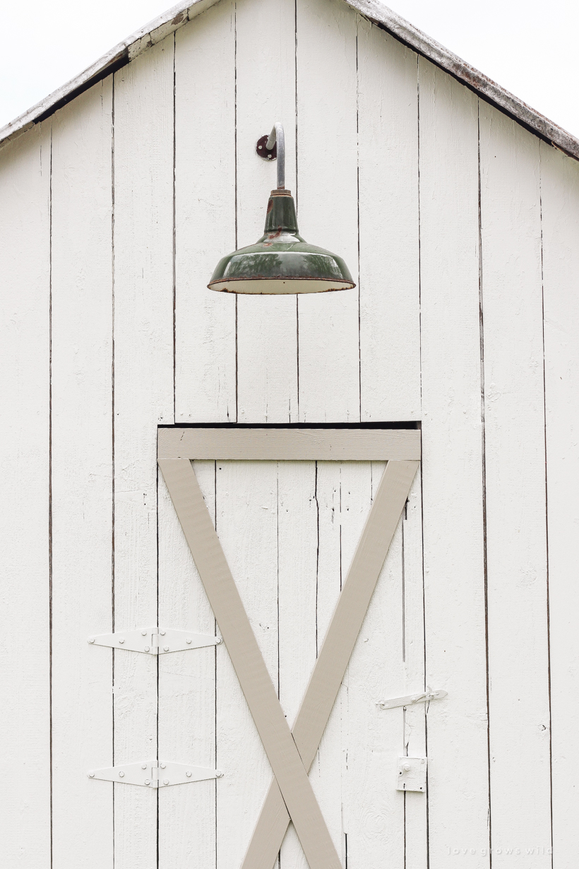 An old barn gets new life with a fresh coat of paint and some added trim details. See more of this gorgeous barn makeover at LoveGrowsWild.com