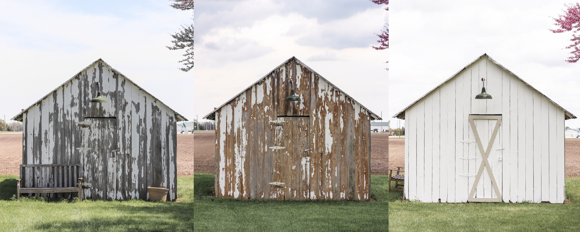 An old barn gets new life with a fresh coat of paint and some added trim details. See more of this gorgeous barn makeover at LoveGrowsWild.com