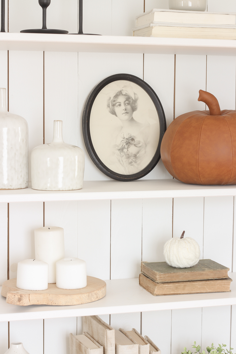 Home blogger and interior decorator Liz Fourez gives ideas for decorating your shelves for fall