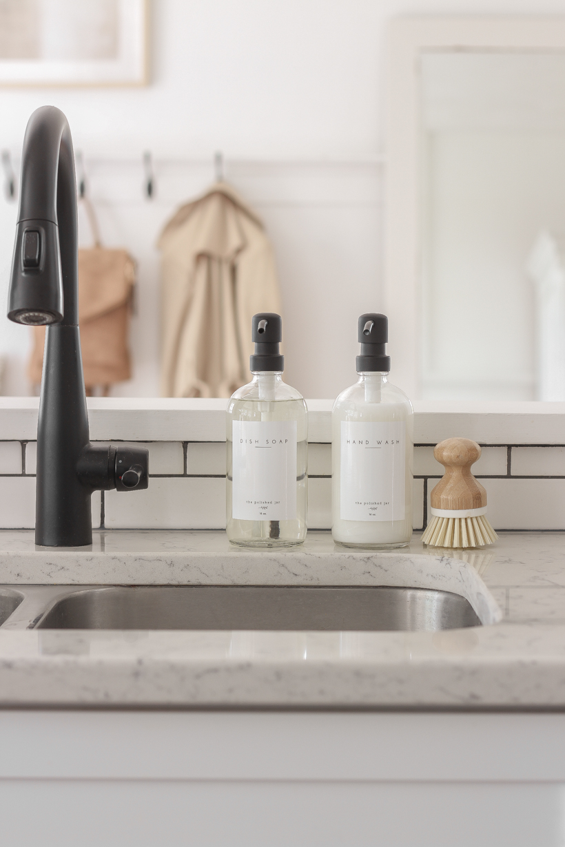 Vintage Kitchen Dish Soap + Hand Soap Dispenser Set with Black