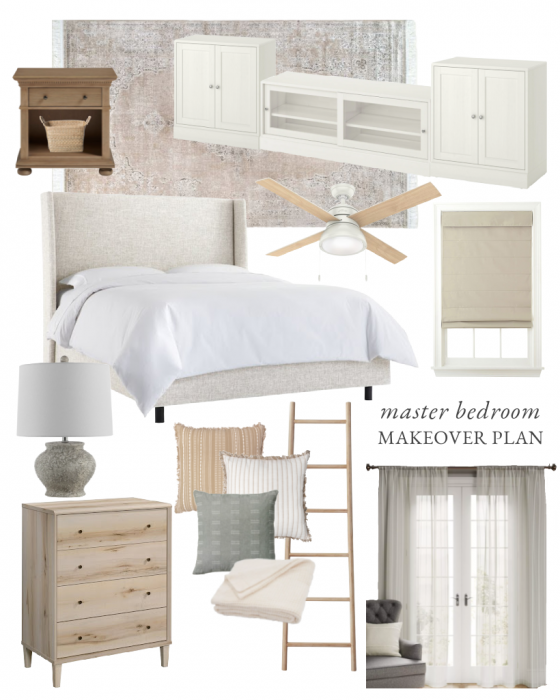 Home blogger and interior decorator Liz Fourez shares a beautiful neutral bedroom design and plans for her upcoming master bedroom makeover