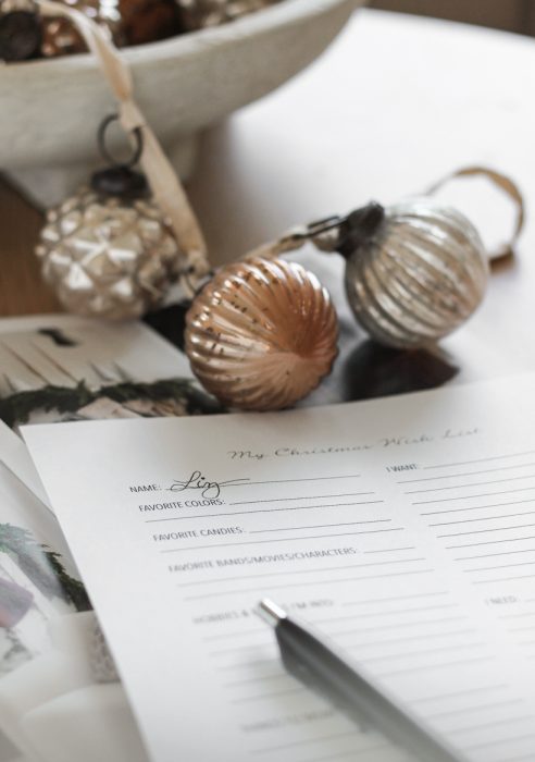 Home blogger Liz Fourez shares a simple printable Christmas Wish List to help gather and organize gift ideas!
