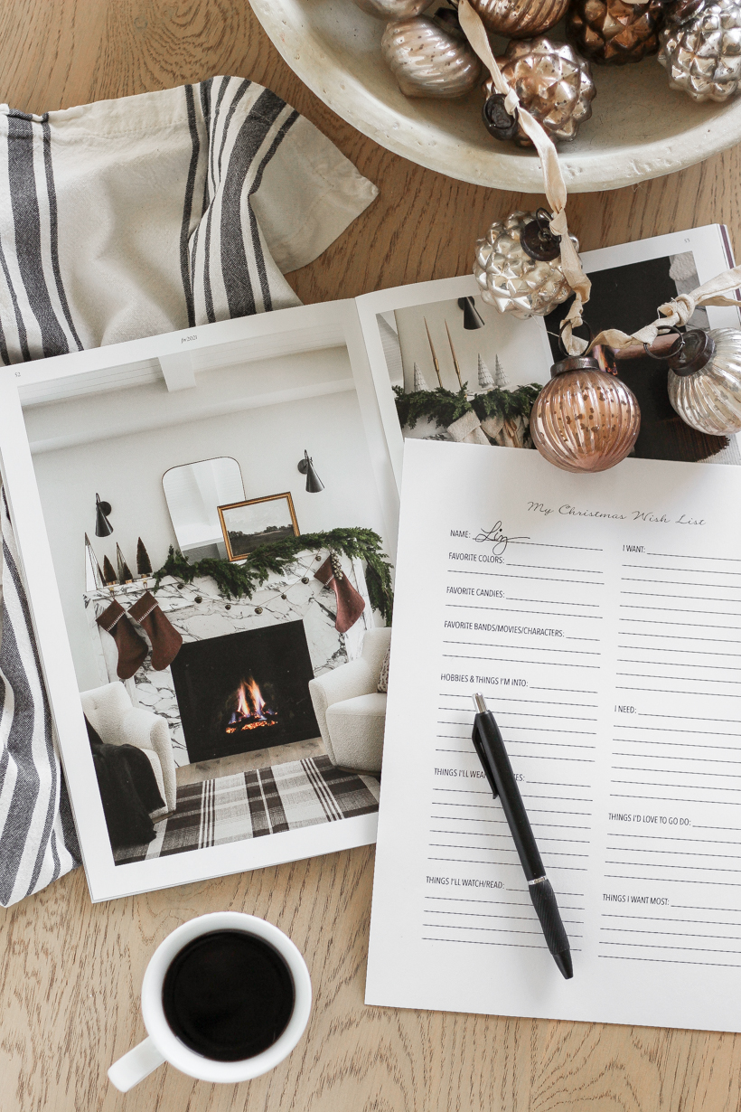 Home blogger Liz Fourez shares a simple printable Christmas Wish List to help gather and organize gift ideas!