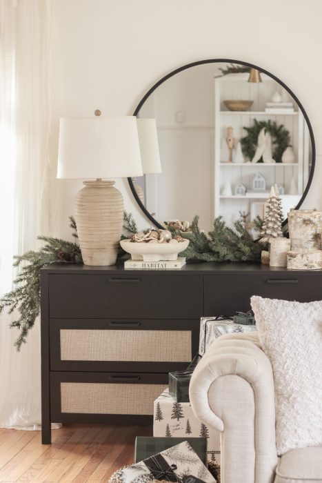 Step inside the living room of home blogger and interior decorator Liz Fourez at Christmas time