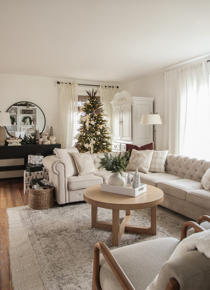 Step inside the living room of home blogger and interior decorator Liz Fourez at Christmas time