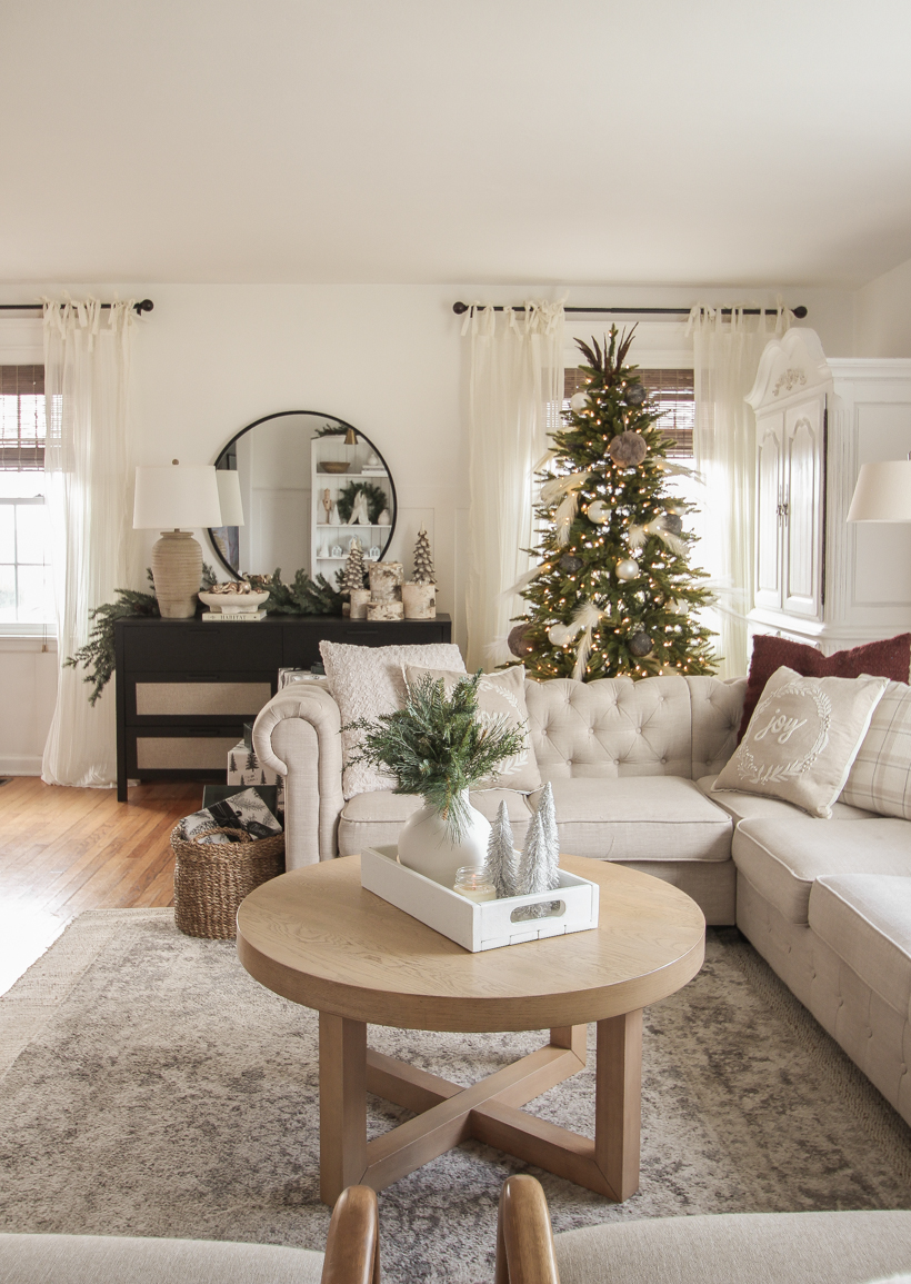 Step inside the living room of home blogger and interior decorator Liz Fourez at Christmas time