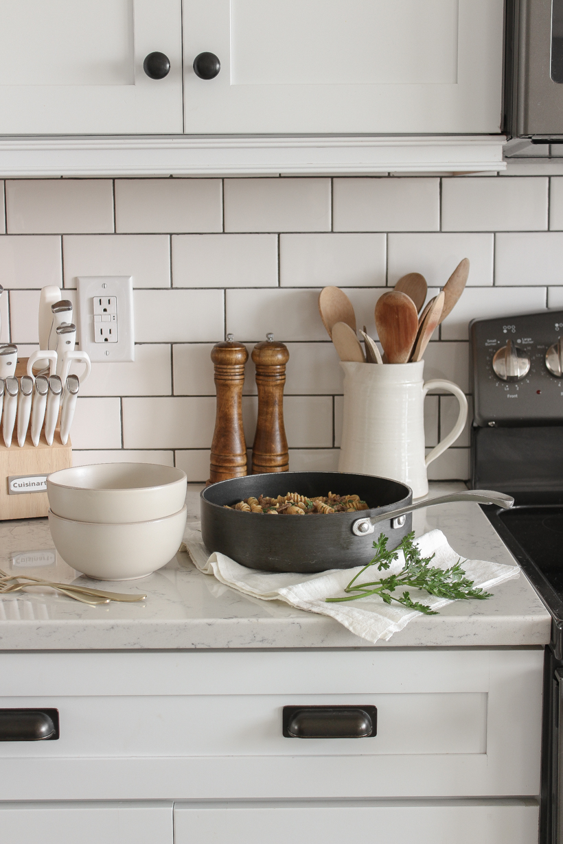 A quick, easy, lighter version of delicious beef stroganoff from the kitchen of home blogger Liz Fourez