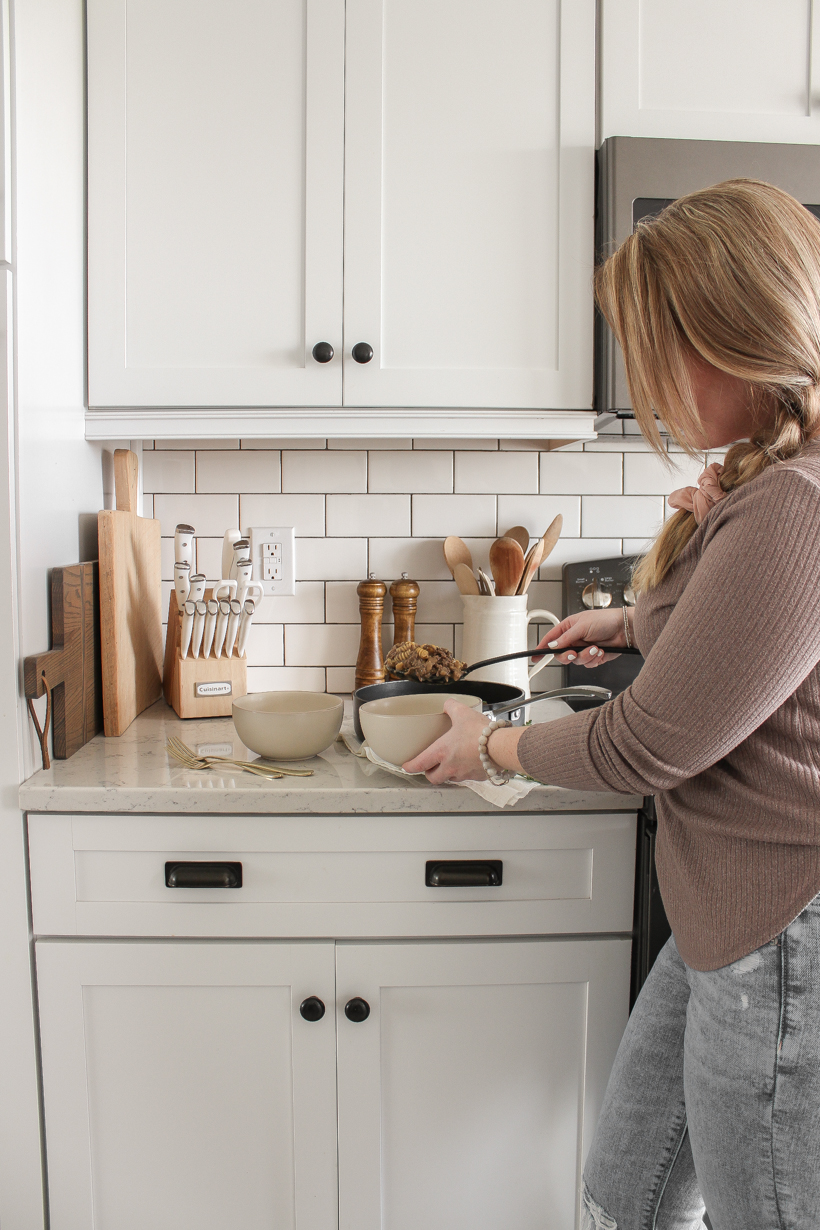 A quick, easy, lighter version of delicious beef stroganoff from the kitchen of home blogger Liz Fourez