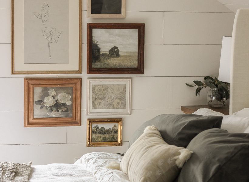 Interior decorator and home blogger Liz Fourez shares tips for creating a vintage style gallery wall that looks perfectly collected over time