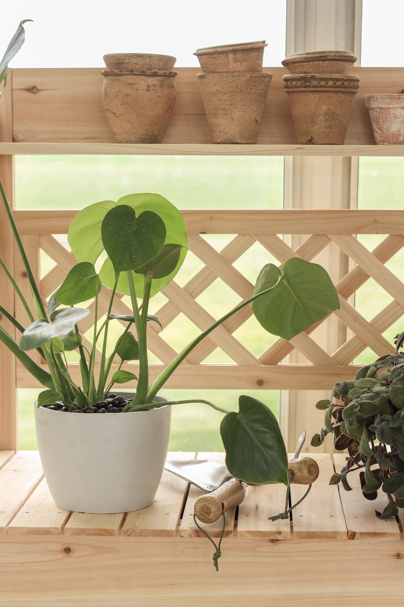 Home blogger and interior decorator Liz Fourez shares ideas for sprucing up your outdoor spaces like this affordable potting bench.