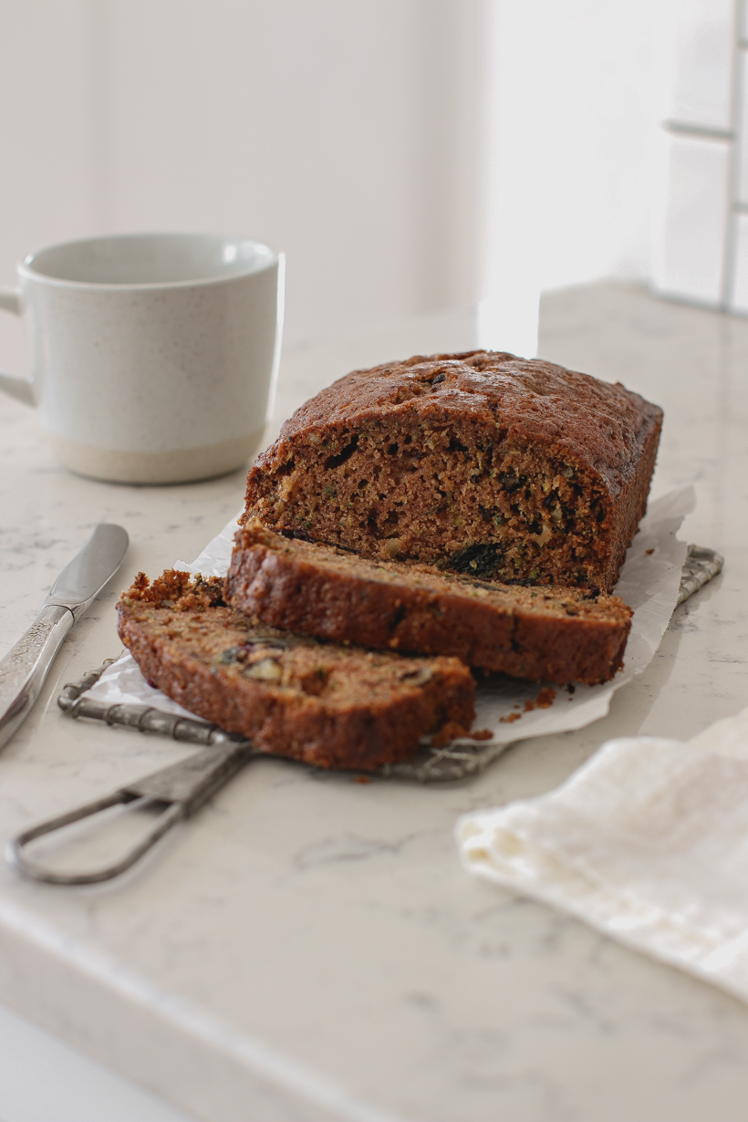 The perfect zucchini bread recipe with delicious additions of blueberries and walnuts