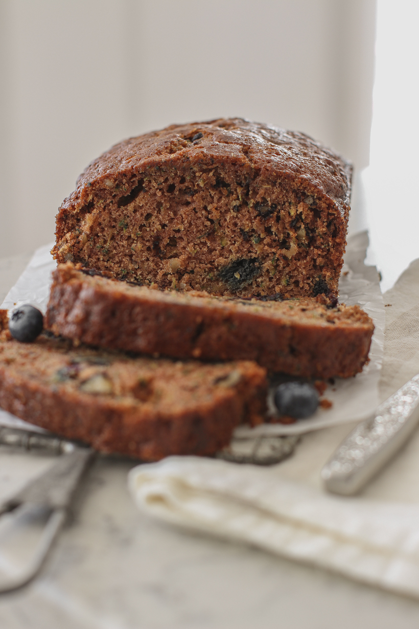 The perfect zucchini bread recipe with delicious additions of blueberries and walnuts