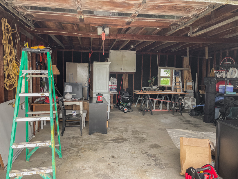 The beginning stages of a garage renovation