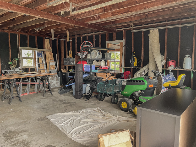 The beginning stages of a garage renovation