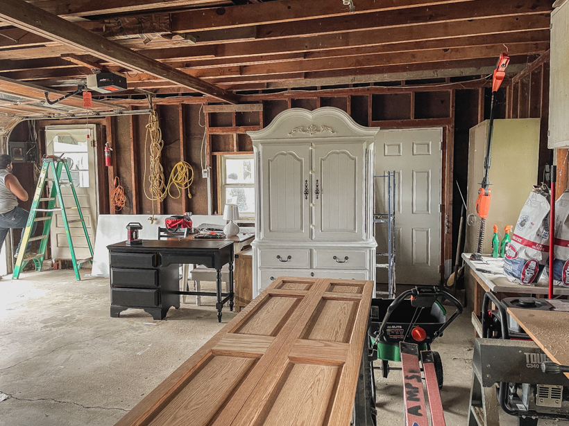 The beginning stages of a garage renovation