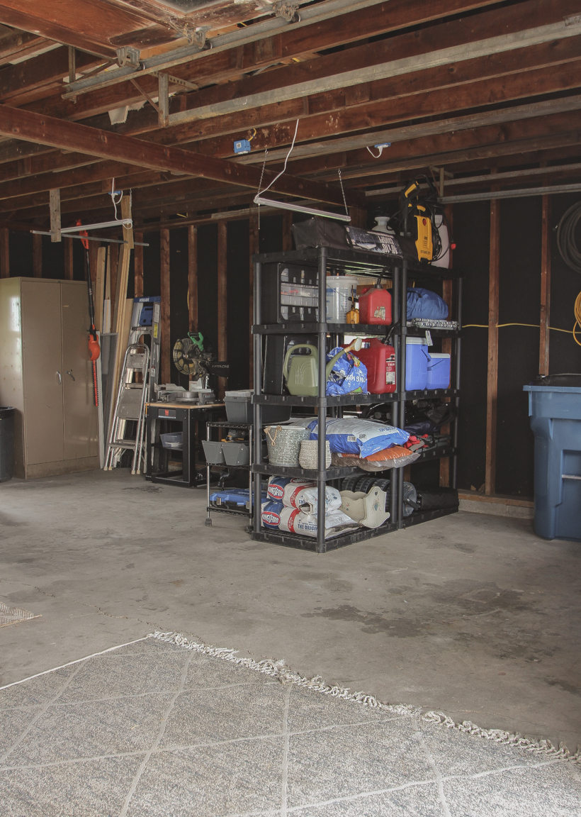 The beginning stages of a garage renovation 