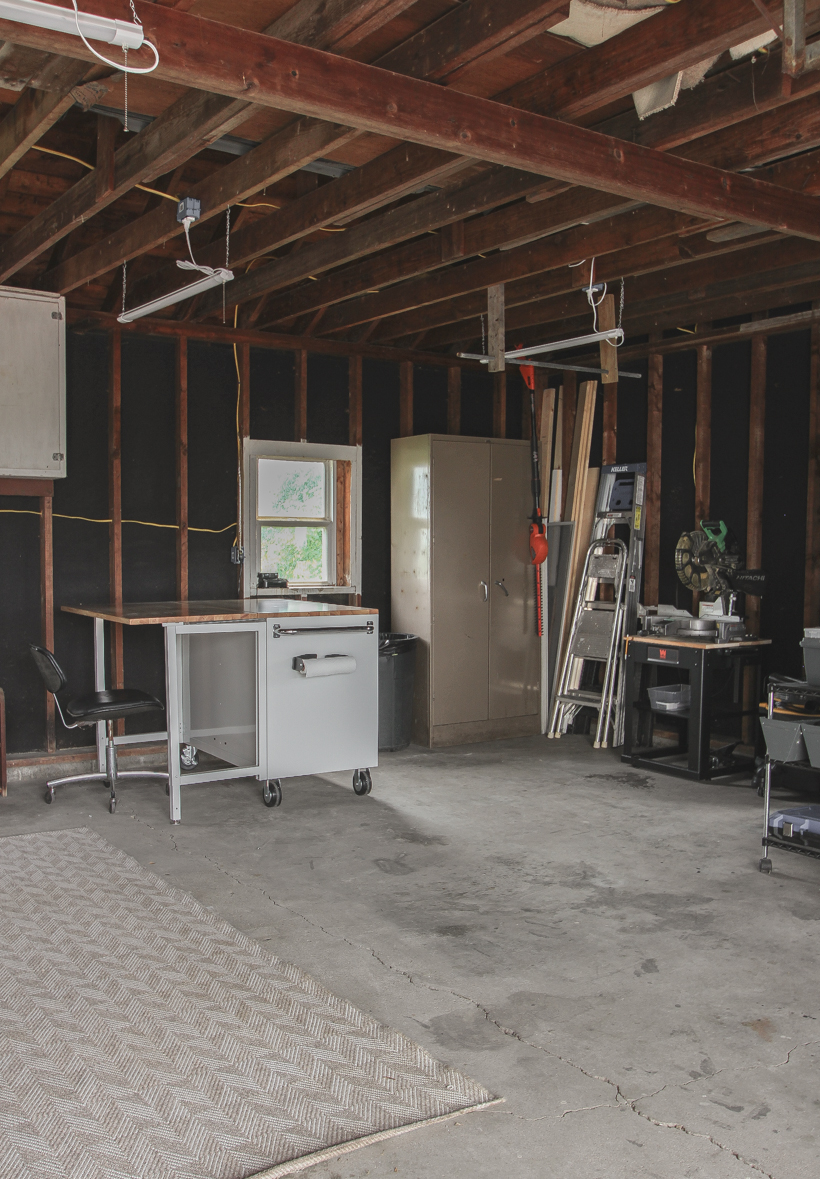 The beginning stages of a garage renovation 