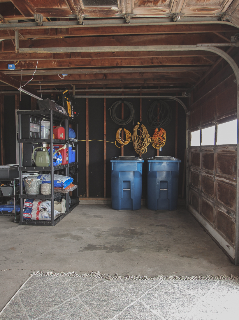 The beginning stages of a garage renovation 