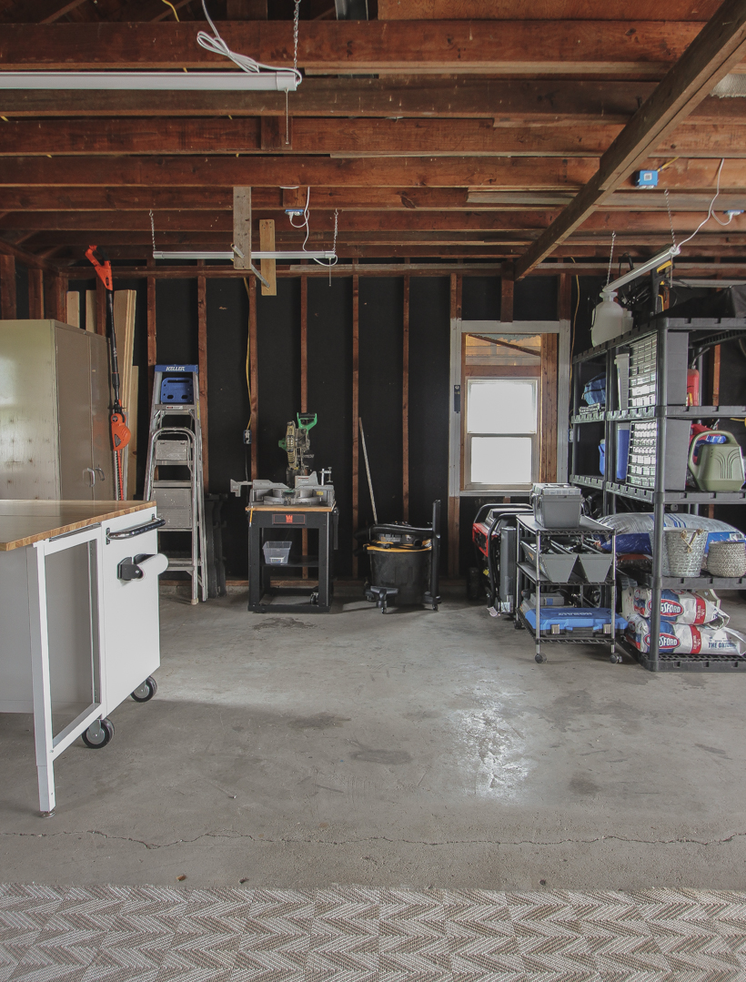 The beginning stages of a garage renovation 