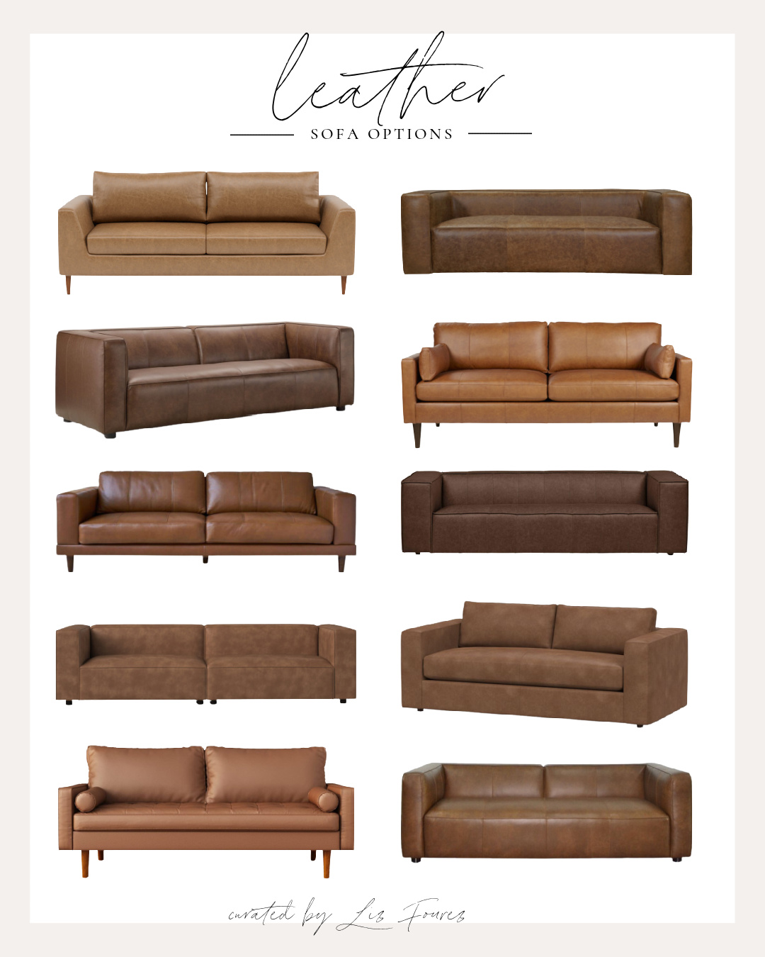 Beautiful sofa options inspired by home blogger and interior decorator Liz Fourez's own living room.