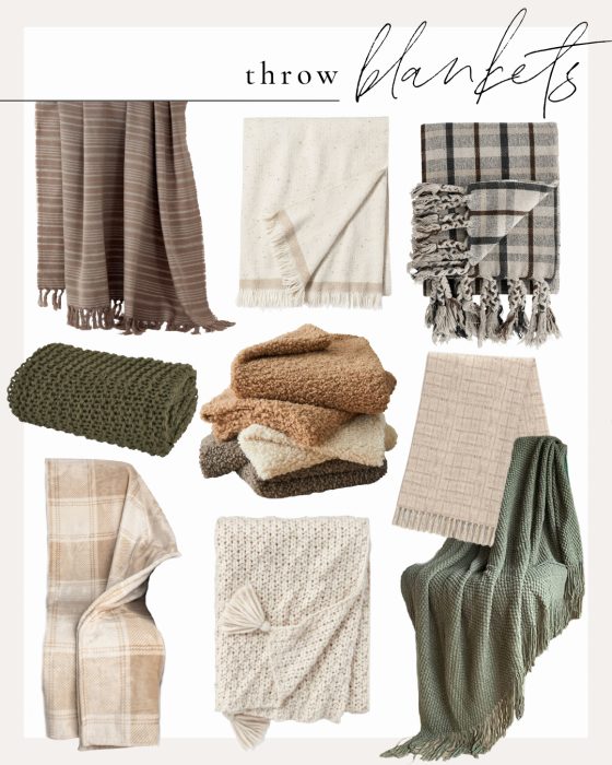 Gorgeous throws for fall curated by home blogger and interior decorator Liz Fourez of Love Grows Wild
