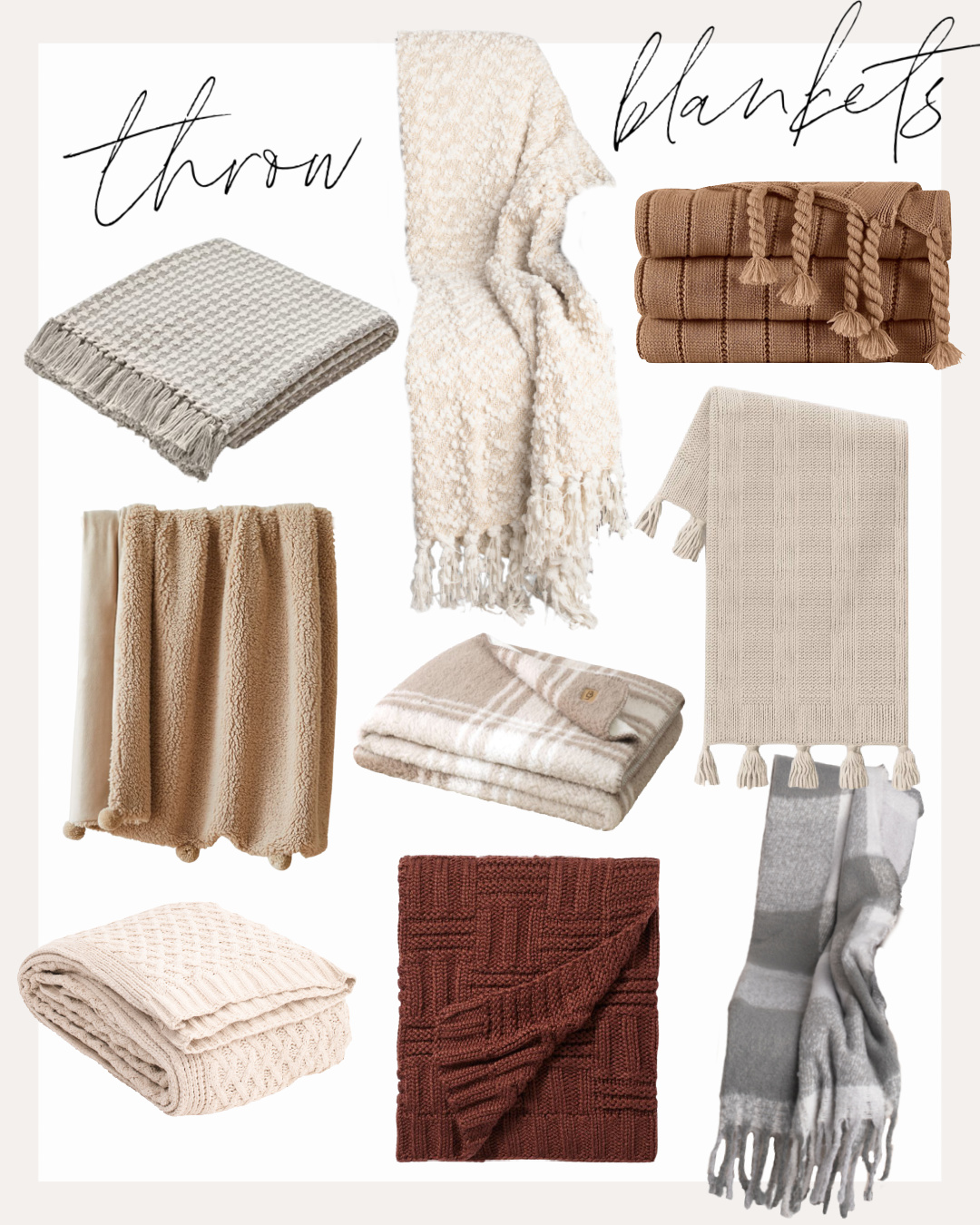 Gorgeous throws for fall curated by home blogger and interior decorator Liz Fourez of Love Grows Wild