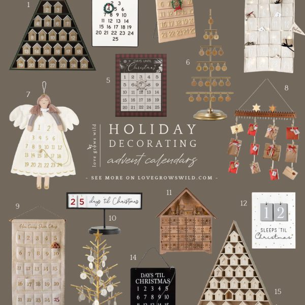 Advent calendars for holiday decorating curated by home blogger Liz Fourez