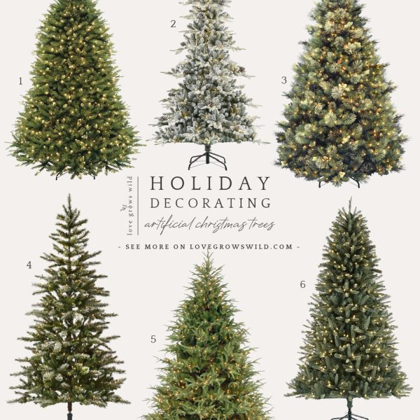 Artificial Christmas Trees for holiday decorating curated by home blogger Liz Fourez