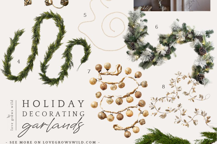 Christmas garlands for holiday decorating curated by home blogger Liz Fourez