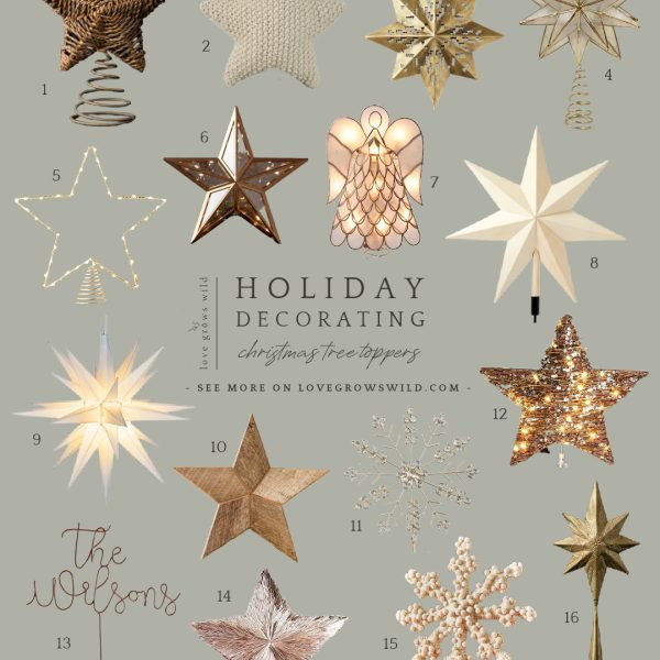 Christmas Tree Toppers for holiday decorating curated by home blogger Liz Fourez