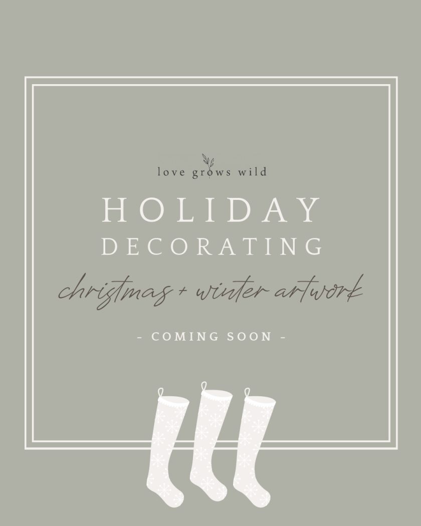 Christmas and winter artwork for holiday decorating curated by home blogger Liz Fourez